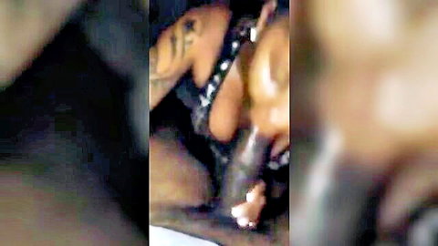 Ebony MILF deepthroating cock after losing wager, close-up oral action