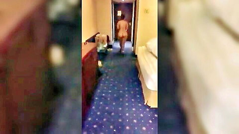 Thick Algerian woman walking nude from behind in hallway