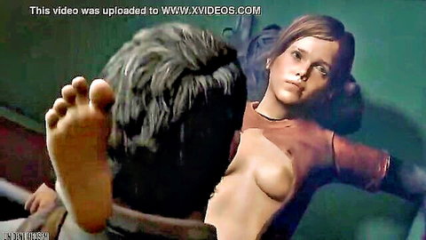 Ellie from The Last of Us parody, topless on pool table getting fucked by man