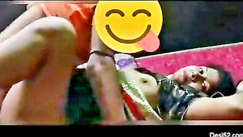 Desi cheating bhabhi in orange shorts pumped by college lad on bed