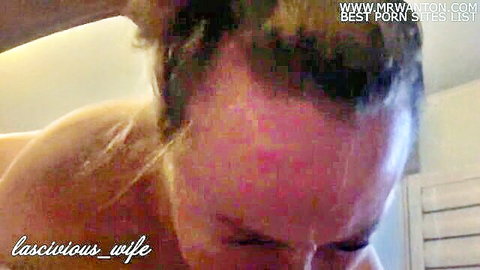 Blonde lecherous wife seduces boss on business trip, passionate nude closeup