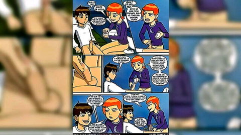 Petite Gwen Tennyson flirts intimately with cousin Ben in steamy Ben 10 hentai comic panels