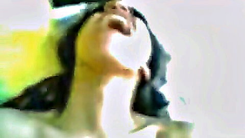 Arab beauty deepthroating thick white cock with wide open mouth and sloppy saliva