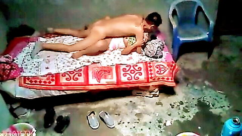 Nepali couple in missionary sex on bed, amateur passion.