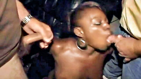 Excited Afro woman enjoys warm cum in intense group oral scene