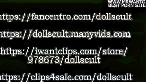 Heavy watermarks promoting Dollscult best porn site with adult video links on black background