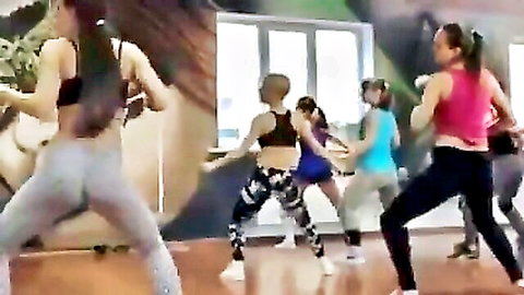 Russian women twerking in tight leggings at sexy dance class