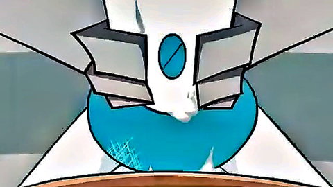 Cartoon white furry girl spreading legs exposing blue wet pussy in hentai style