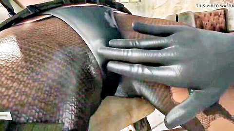 Black gloved hand spreads scaly lizard girl's ass cheeks exposing tight pink anus for rough 3D anal fuck