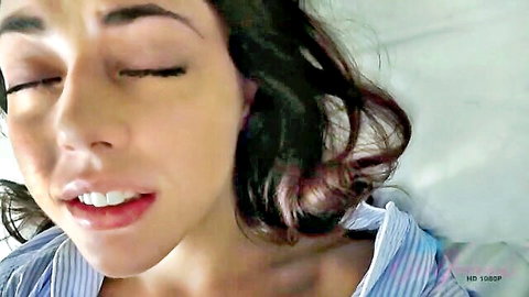 Whitney Wright close-up face in ecstasy, mouth open, post-facial bliss
