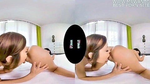 Cindy and Katy naughty lesbians kissing nude in VRHush