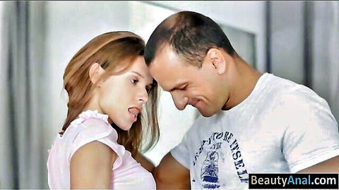 Cutie teen Dila close-up with handsome guy in pink top and t-shirt