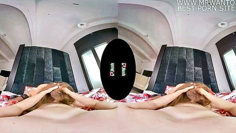 Kinuski blonde model nude ass up in VR bedroom scene