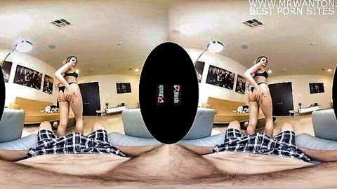 Charlotte Sins teases in black lingerie, VR POV solo