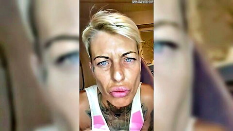 Vicky Hundt post-gangbang selfie, tattooed blonde with puckered lips