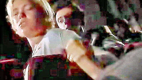 Blonde babe eyes closed moaning in ecstasy as guy gropes her in dark crowded club