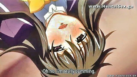 Hentai anime girl with large tits in hose fetish, ecstatic orgasm face