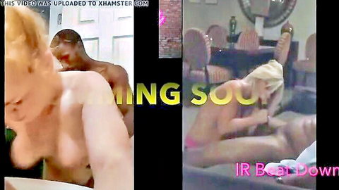 Blonde with big tits in IR beat down at party, topless embrace
