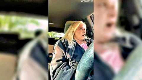 NaDiva blonde amateur in car, quietly fingering herself in parking lot