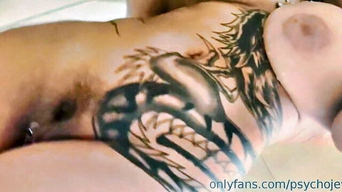 Psychojewlz wet tattooed tits and nude body pose