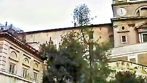 Scenic Italian historic buildings with clock tower and trees, evoking dreamy architecture
