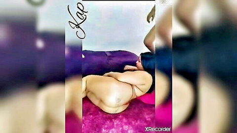 Curvy Arab woman nude from behind, showing big ass in solo pose