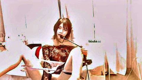 Asian model in revealing qipao lingerie smoking hookah seductively