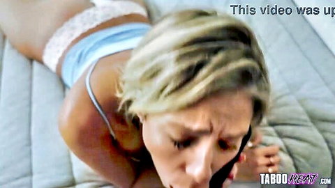Nikki Brooks MILF in blue lingerie on phone, ass up pose