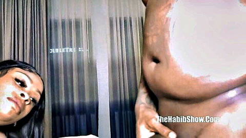 BellaTrice thick black booty and belly bouncing on King Kreme BBC