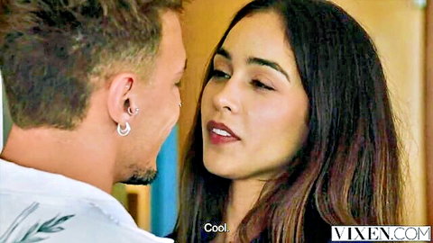 Ginebra Bellucci intense eye contact with handsome guy at wild party - Vixen