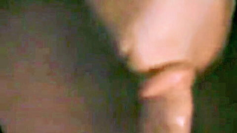 Blurry close-up of deepthroat cumshot on open mouth and face