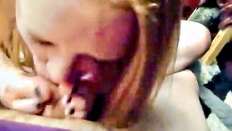 AnaRee redhead amateur blowjob and footjob closeup