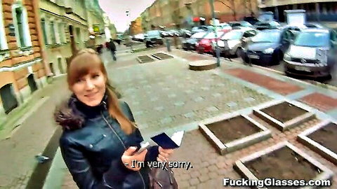 Wannabe model Alice apologizes on street in leather jacket, Young Libertines