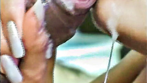 Karina Play brunette hand on BBC with cumshot close-up