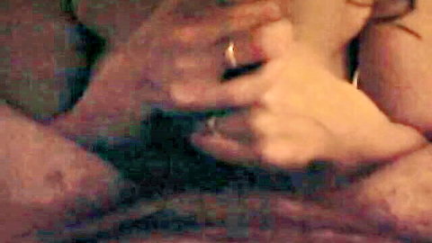 Wife's intimate handjob with ringed fingers on skin, close-up touch