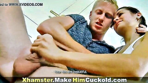 Ashley Woods in intimate cuckold embrace, lover praises her beautiful tits
