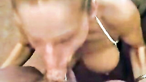 Heather Harmon deep throat blowjob and swallow in close-up POV