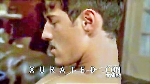 Handsome man's intense profile from mainstream movie explicit scenes compilation