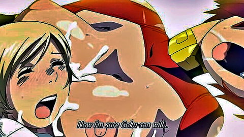 Blonde hentai babe facial cumshot with shocked Goku anime porn