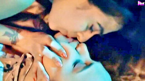 Indian lesbian kiss and breast touch in Aatma Hindi web series