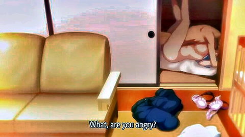 Busty anime redhead girl in legs-up pose hentai porn thumbnail