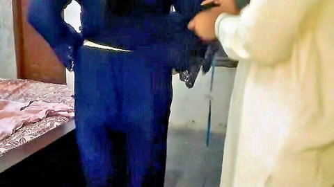 Indian tailor measures busty bhabhi in black salwar kameez before hot sex