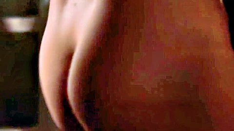 Close-up of nude woman's big pale ass and pussy from behind, BangBros insomnia night scene