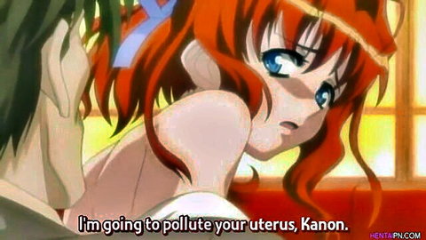 Kanon redhead hentai girl surprised as man gropes her in uncensored anime