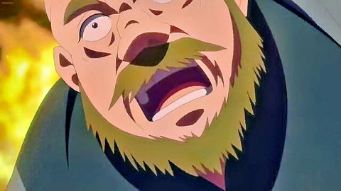 Shocked bald anime man screaming in Kaifuku Jutsushi hentai
