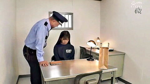 Nana Maeno in prison uniform interrogated by officer JAV scene