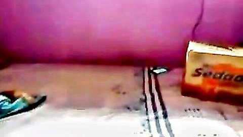 Malay neighbor woman in pink bedroom, amateur home visit scene