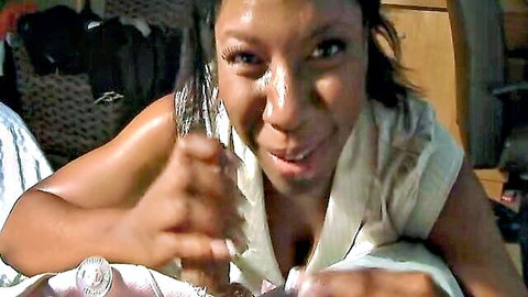 Caren Caan sweaty close-up blowjob tutorial, open mouth and intense gaze