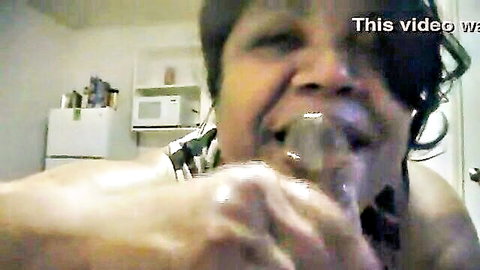 BBW Betty eagerly sucking and swallowing cum close-up