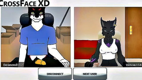 Furry fox male exposes himself in webcam chat with seductive female fox